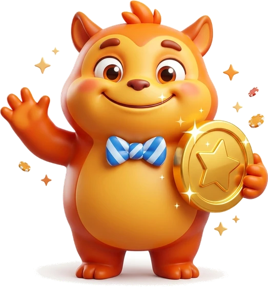 Bizzo Casino mascot holding a gold coin